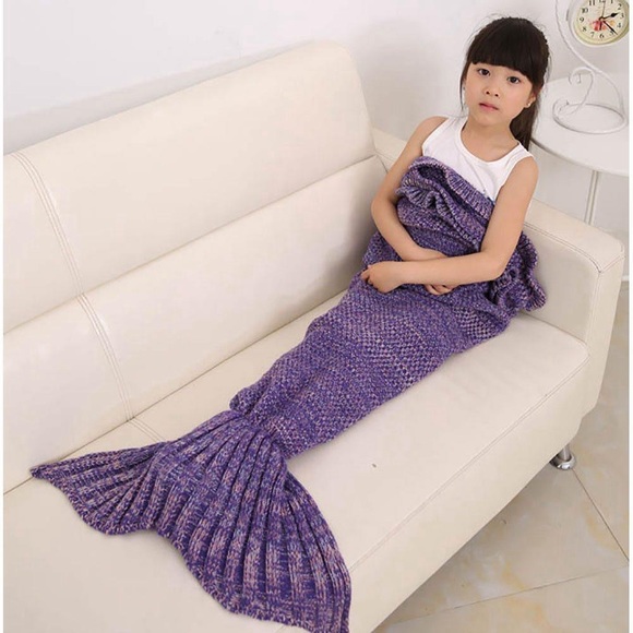 Other - 🌻purple knit mermaid tail blanket